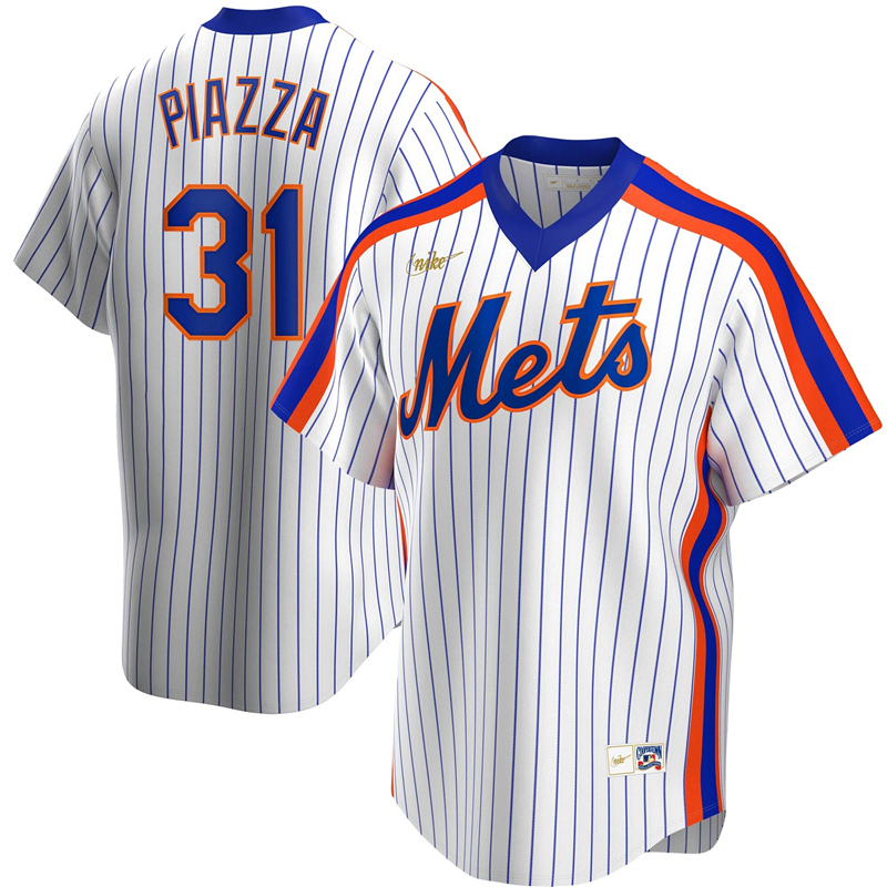 2020 MLB Men New York Mets #31 Mike Piazza Nike White Home Cooperstown Collection Player Jersey 1->new york mets->MLB Jersey